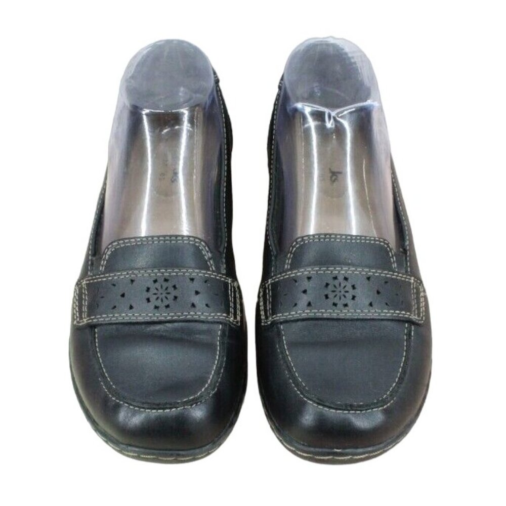 Clarks Black Leather Comfort Cushioned Slip On Loafer Shoes Size 7.5 M - Picture 5 of 9
